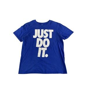 Nike Shirt Mens Large Blue Just Do It Swoosh Logo Athletic Graphic Tee Cotton